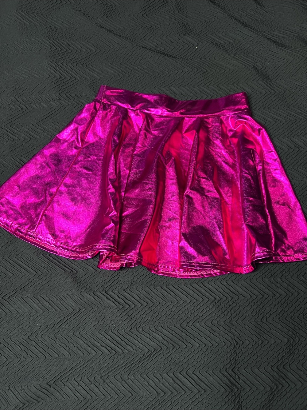 EXCHIC Metallic Hot Pink Pleated Skater Mini Skirt Size Large